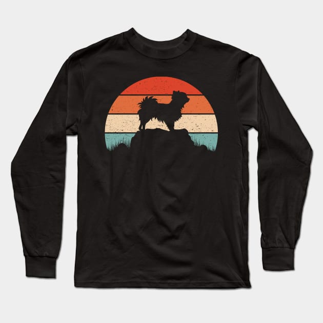 Chihuahua Sunset Retro Long Sleeve T-Shirt by Tesszero